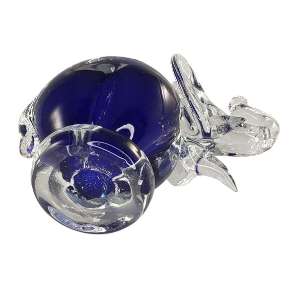 Bohemian Art Glass Blue Elephant Paperweight Figurine Handmade Czech Republic - Picture 6 of 8
